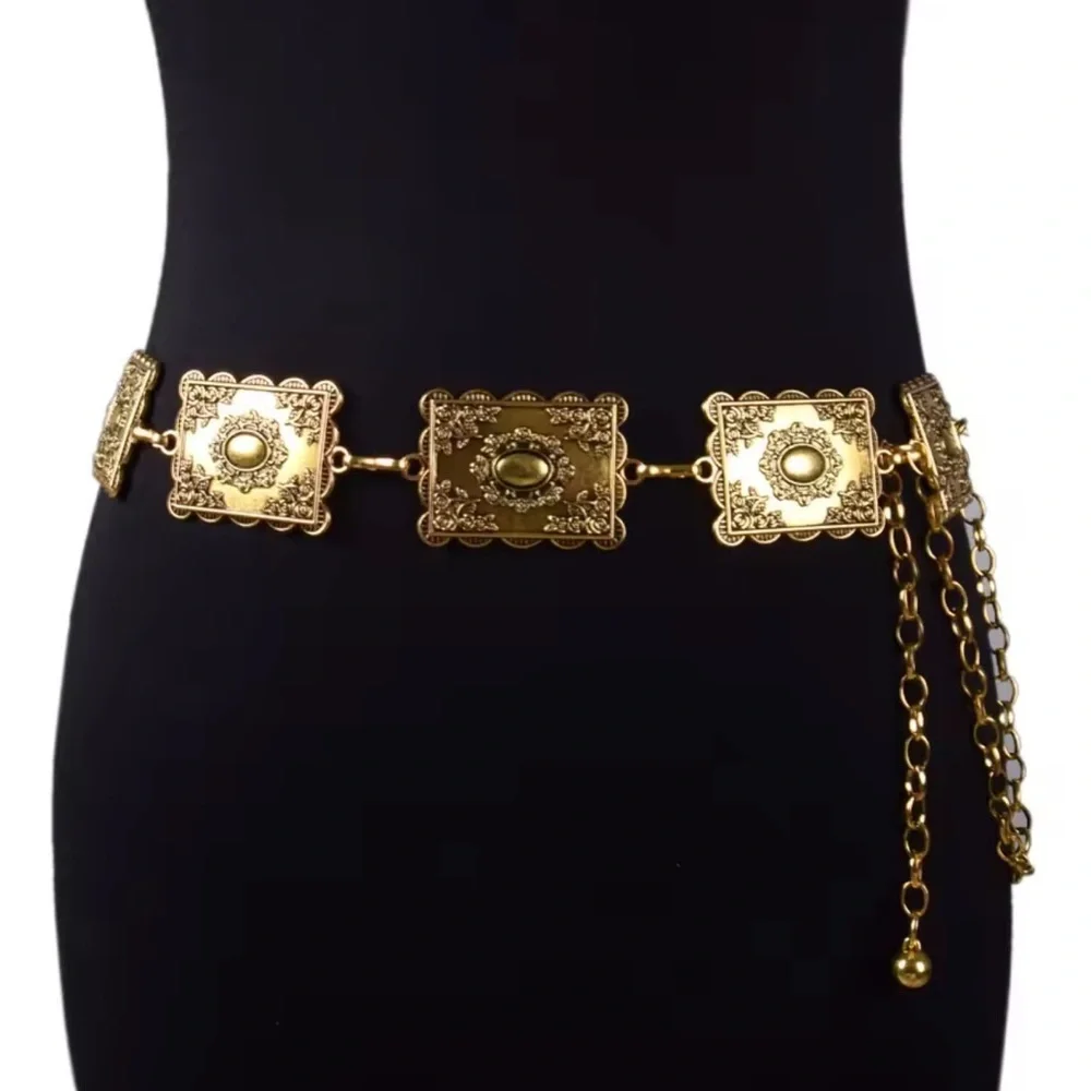 Antique Gold Filigree Medallion Chain Belt